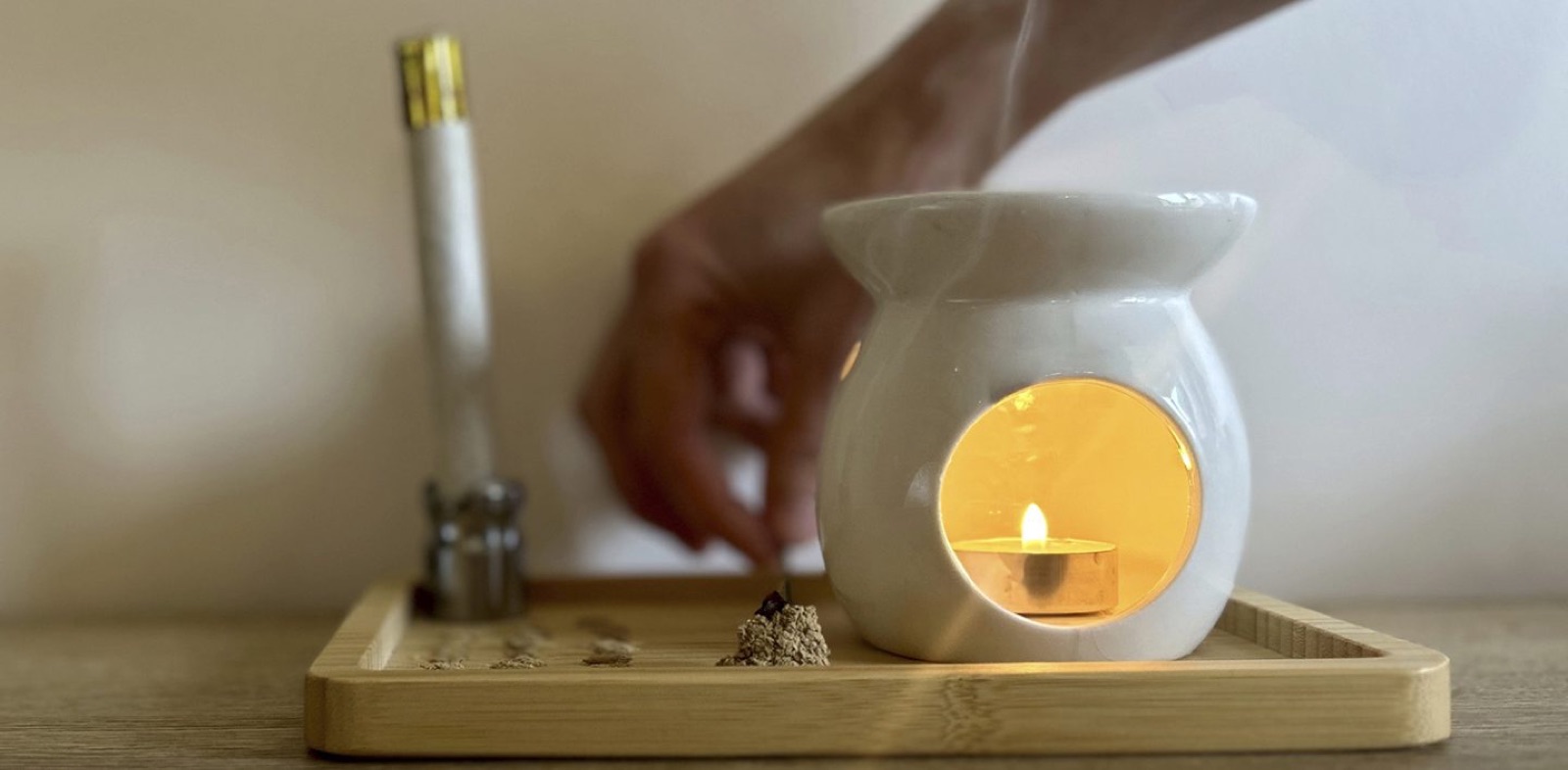 Warming oils and incense in the treatment room
