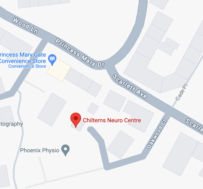 Map showing parking near the Chiltern Neuro Centre